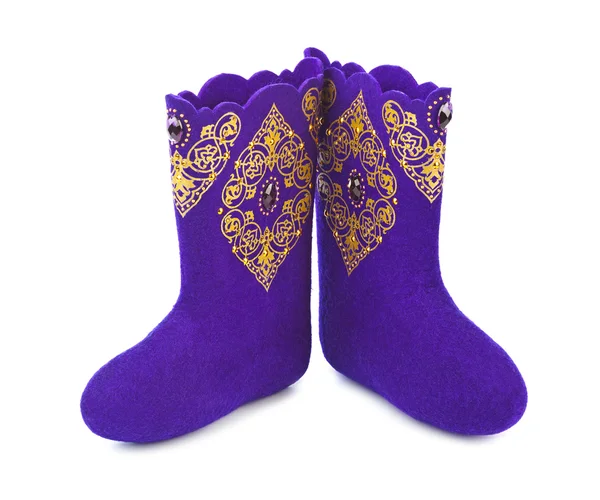 Felt boots with ornament — Stock Photo, Image