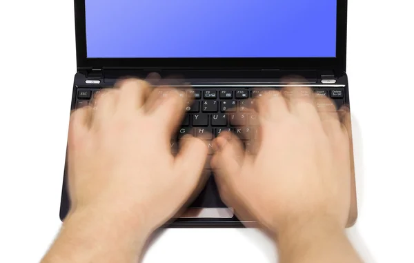 Notebook and motion blur hands — Stock Photo, Image