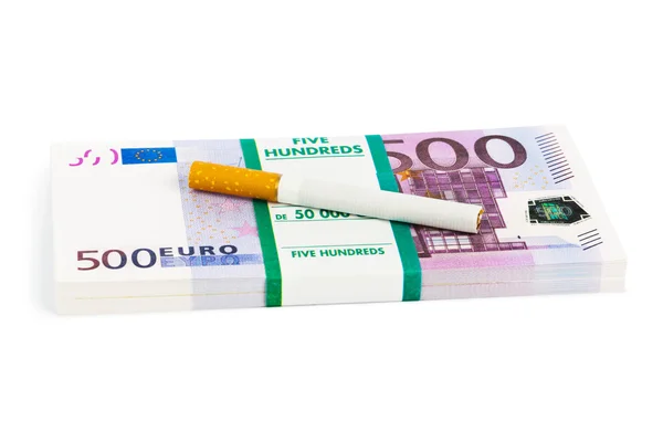 Money and cigarette — Stock Photo, Image