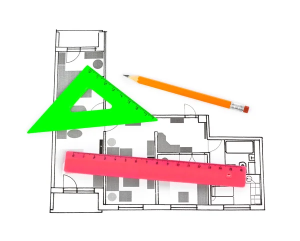 Plano de apartamento aislado sobre fondo blanco —  Fotos de Stock