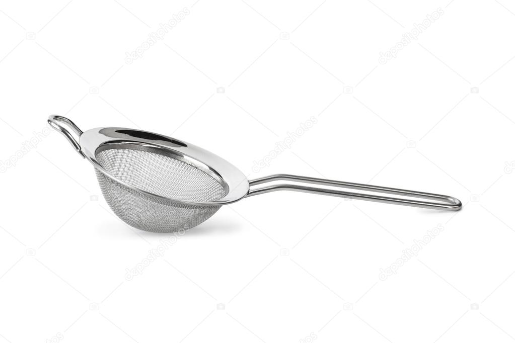 Metal strainer isolated on white background