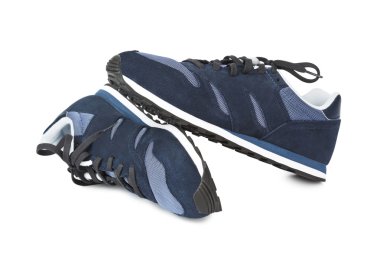 Beyaz arka plan üzerinde izole mavi spor ayakkabı