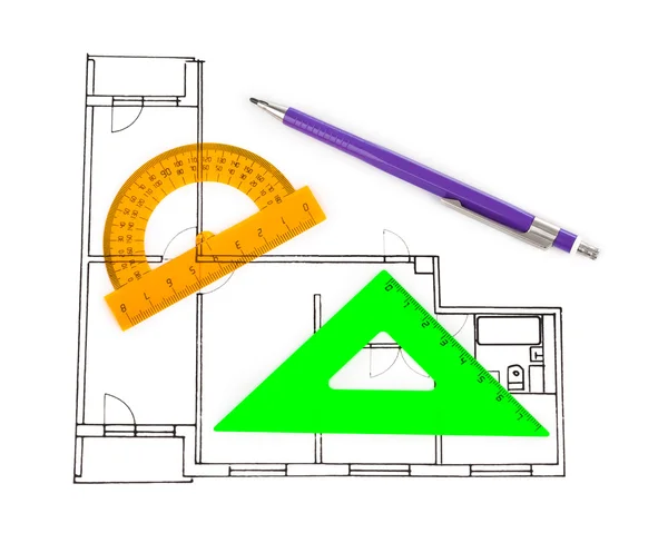 Plan d'appartement isolé sur fond blanc — Photo