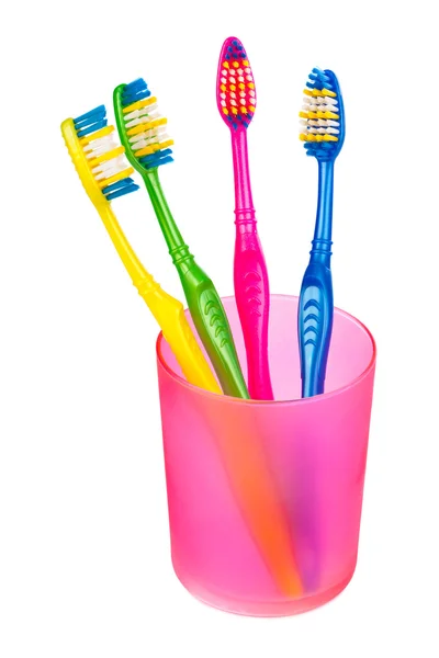 Toothbrushes in glass — Stock Photo, Image