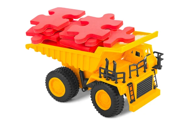 Toy truck with puzzle — Stock Photo, Image