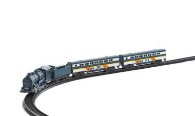 Oyuncak tren beyaz arkaplanda izole edildi