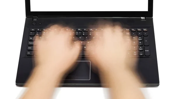 Notebook and motion blur hands — Stock Photo, Image