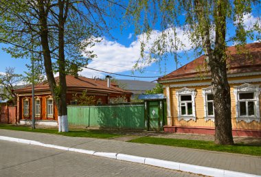 Eski ahşap evlerin Kolomna Kremlin - Moscow region - Rusya