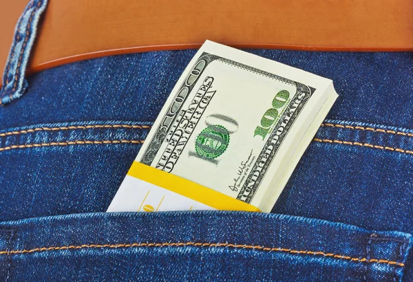 Money in jeans pocket — Stock Photo, Image