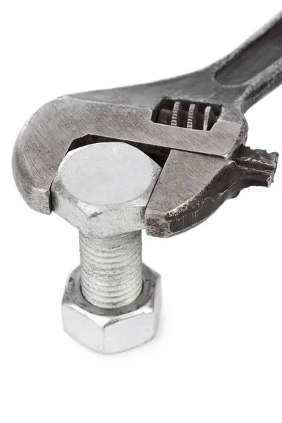 Adjustable spanner and nut Stock Photo