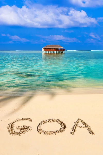 Word Goa op strand — Stockfoto