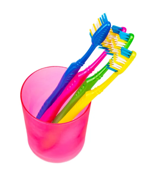 Toothbrushes in glass — Stock Photo, Image