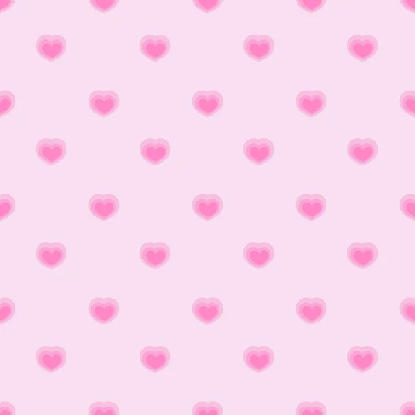 Pink seamless polka hearts vector pattern. — Stock Vector