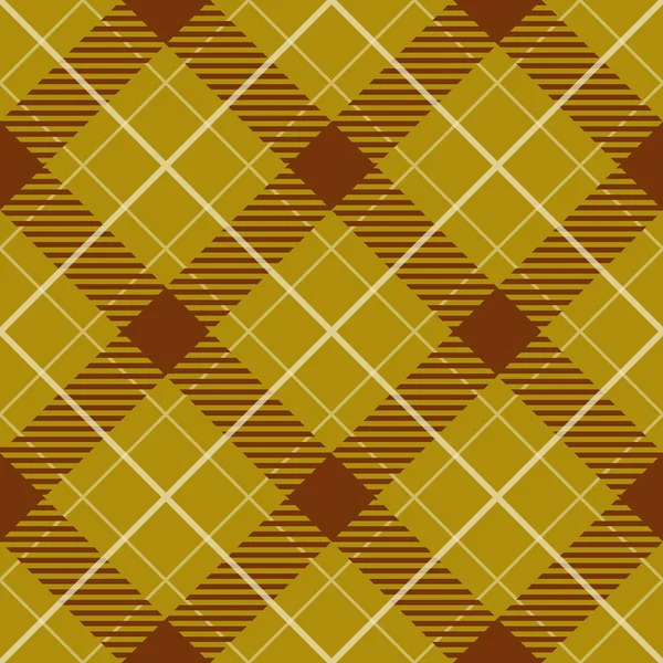 Seamless yellow and brown diagonal plaid vector pattern. — Stock Vector