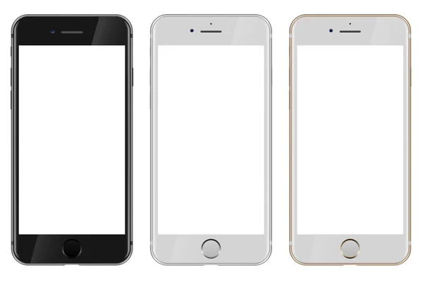 Vista frontal de negro, blanco y oro Apple iPhone 7 — Vector de stock