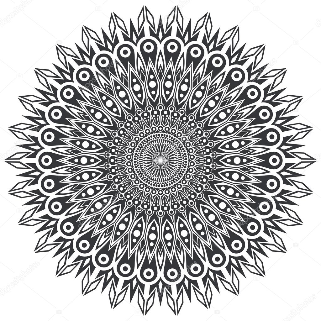 Abstract black and white ornamental design element