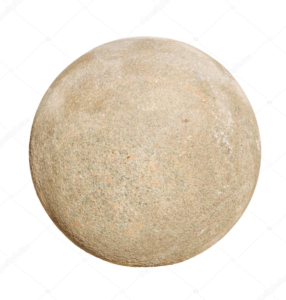 Granite stone ball isolated on white background.