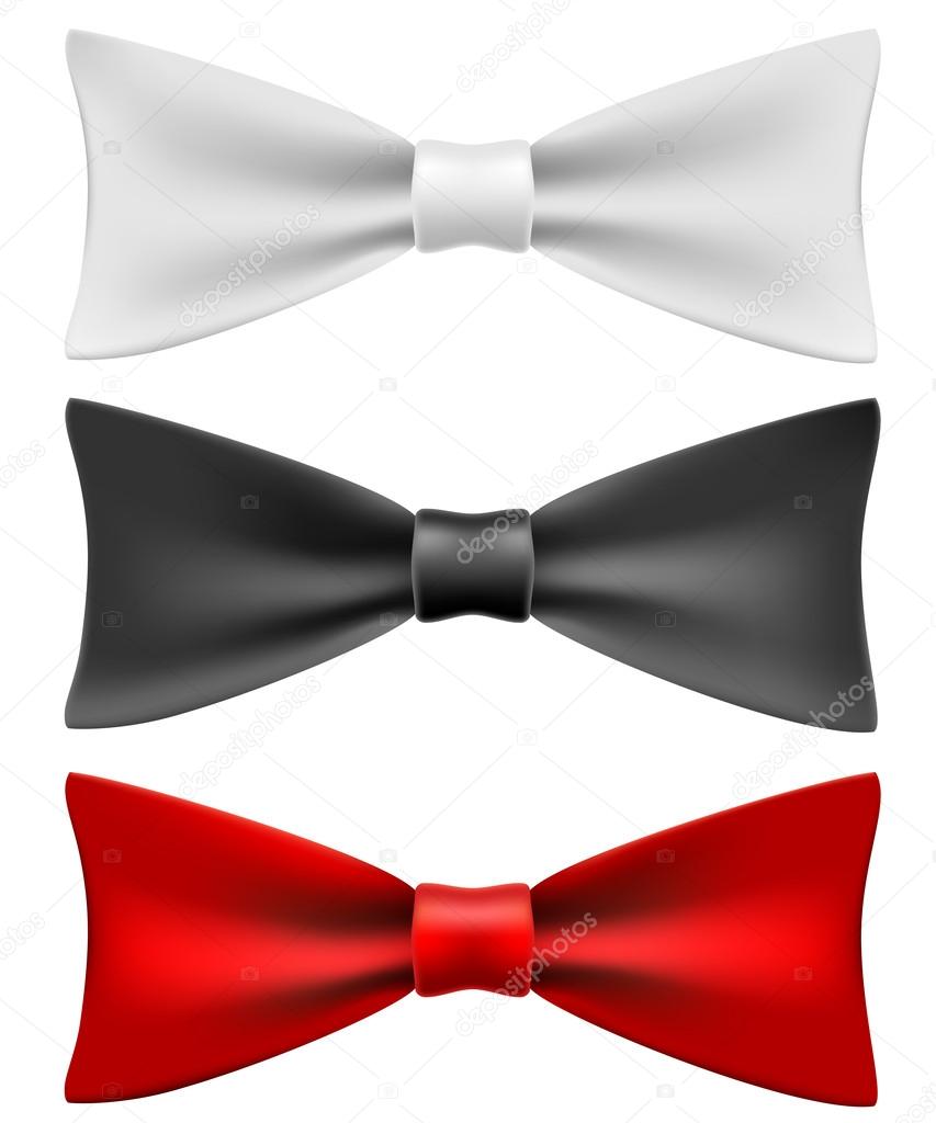 White, black and red bow ties