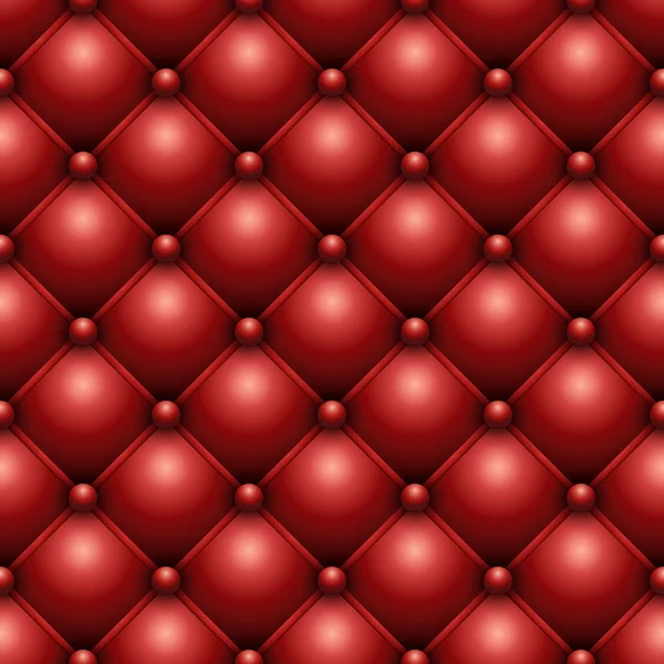 Textura de tapicería de cuero abotonado rojo sin costuras . — Vector de stock