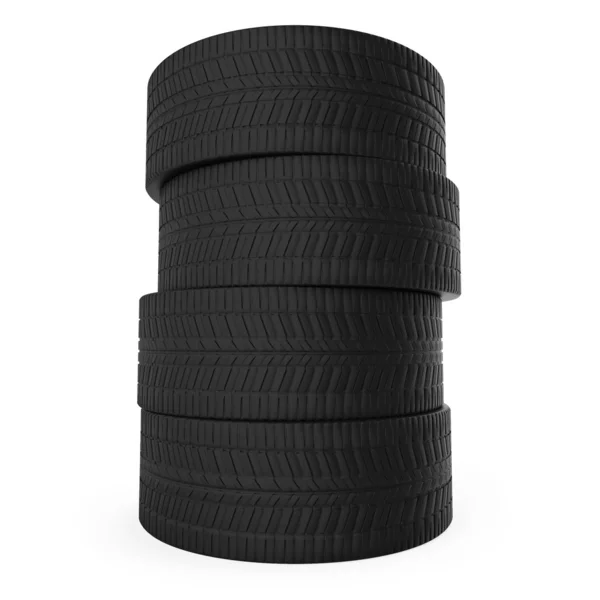 Stack of automobile tyres isolated on white background. — Stock Photo, Image