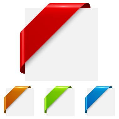 Beyaz arka plan üzerinde izole renk köşe şerit tags.