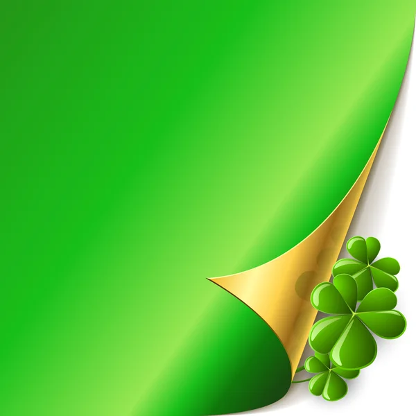 Canto página verde com folhas de trevo St. Patricks Dia vetor c — Vetor de Stock