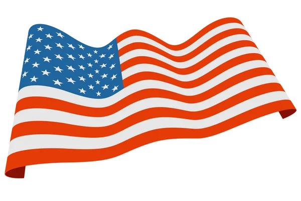 Flat color wavy USA banner isolated on white background. — Wektor stockowy
