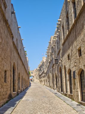 Şövalyeler, Rodos, Yunanistan eski şehirdeki sokak.