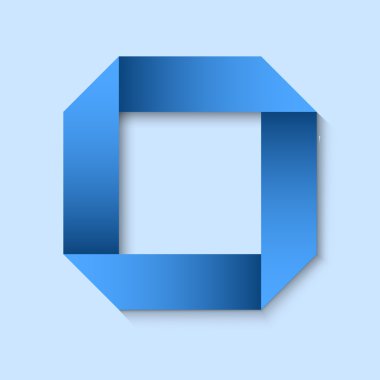 Kopya alanı ile mavi kağıt origami kare çerçeve.