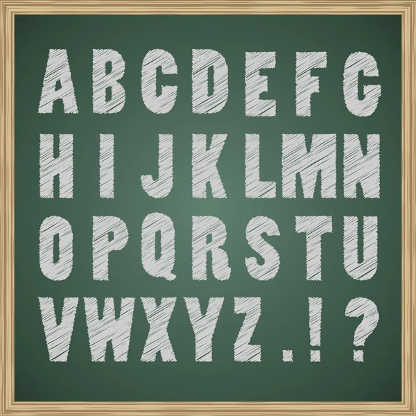 Chalk alphabet on the blackboard vector template. — Stock Vector