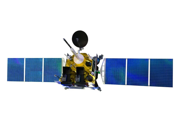 白色背景的通信卫星分离模型 — 图库照片