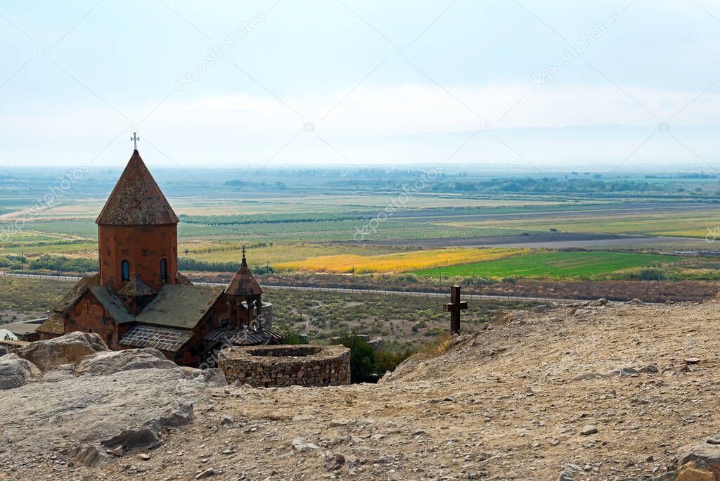 Khor Virap Monastery in Armenia close to Turkish border. Monastery revered and very well known in Armenia