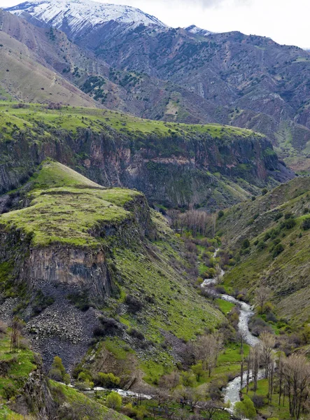 Gorge de Garni, région de Kotayk, près du village de Garni. Il est représenté par cinq hautes colonnes de basalte, souvent hexagonales. — Photo