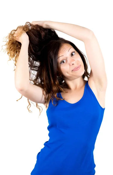 Retrato de la joven con el pelo ondulado — Foto de Stock