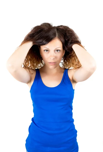 Portrait of the young girl with wavy hair — Stock Photo, Image