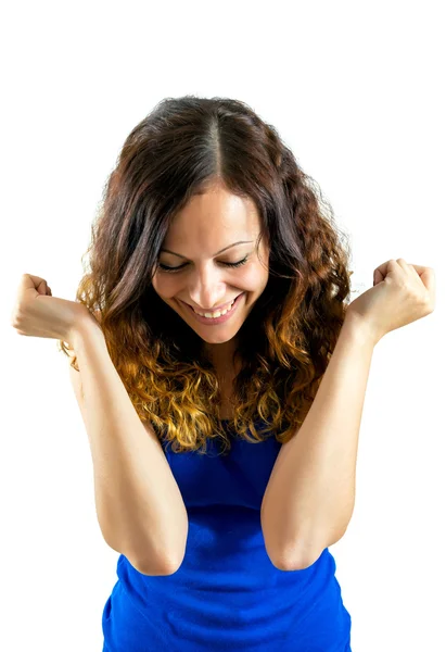 Surprised excited happy screaming woman isolated — Stock Photo, Image