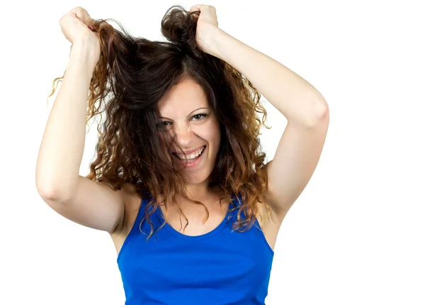 Portrait de la jeune fille aux cheveux ondulés — Photo