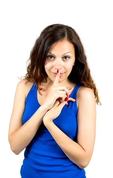 Beautiful woman with silence sign — Stock Photo, Image