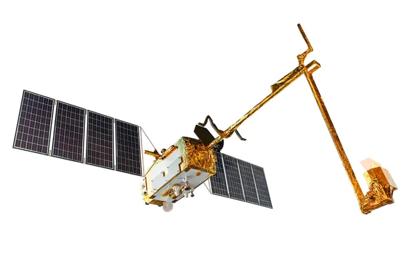 Model van telecommunicatie satelliet — Stockfoto