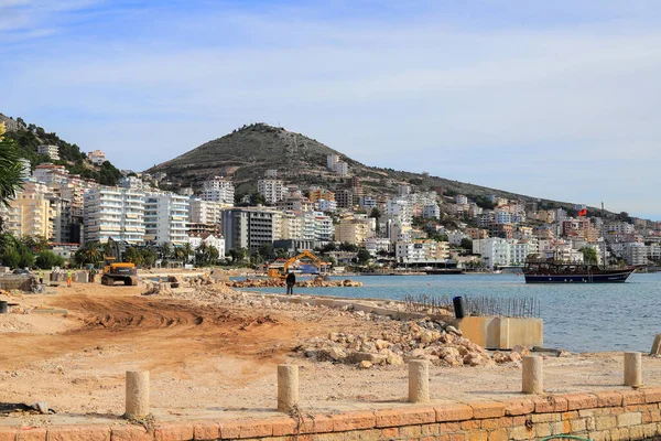 Saranda Albania October 2020 Renovation Construction Promenade Saranda Ліцензійні Стокові Фото