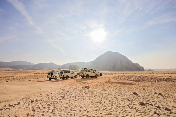 Sinai, Ägypten - 20. Dezember 2014: Safari-Jeeps — Stockfoto