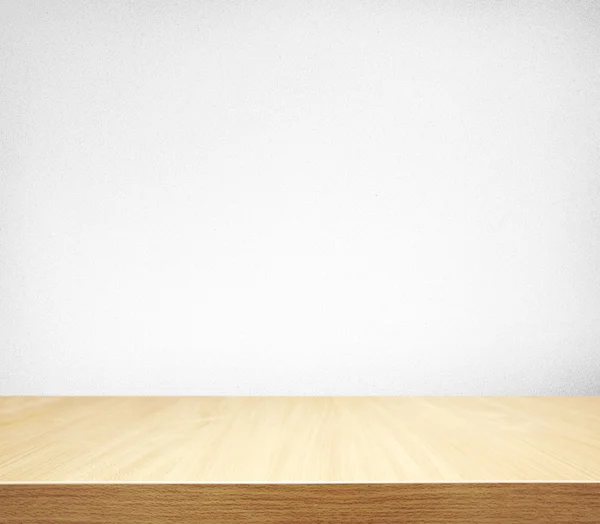 Cement muur en houten bureau — Stockfoto