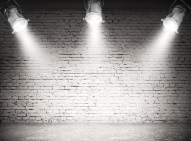 Background with spotlights on wall clipart