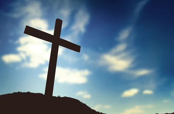 Silhouet kruis op een heuvel — Stockfoto