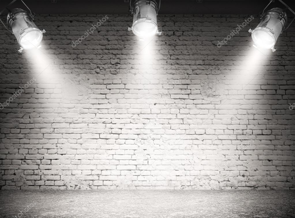 Background with spotlights on wall