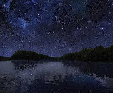 gökyüzü yıldızlarla ile gece göl