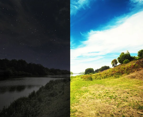 Noche y día rural — Foto de Stock