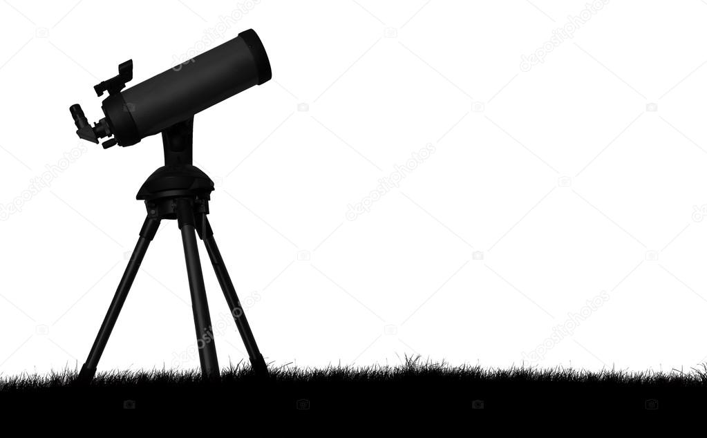 Silhouette of telescope on white