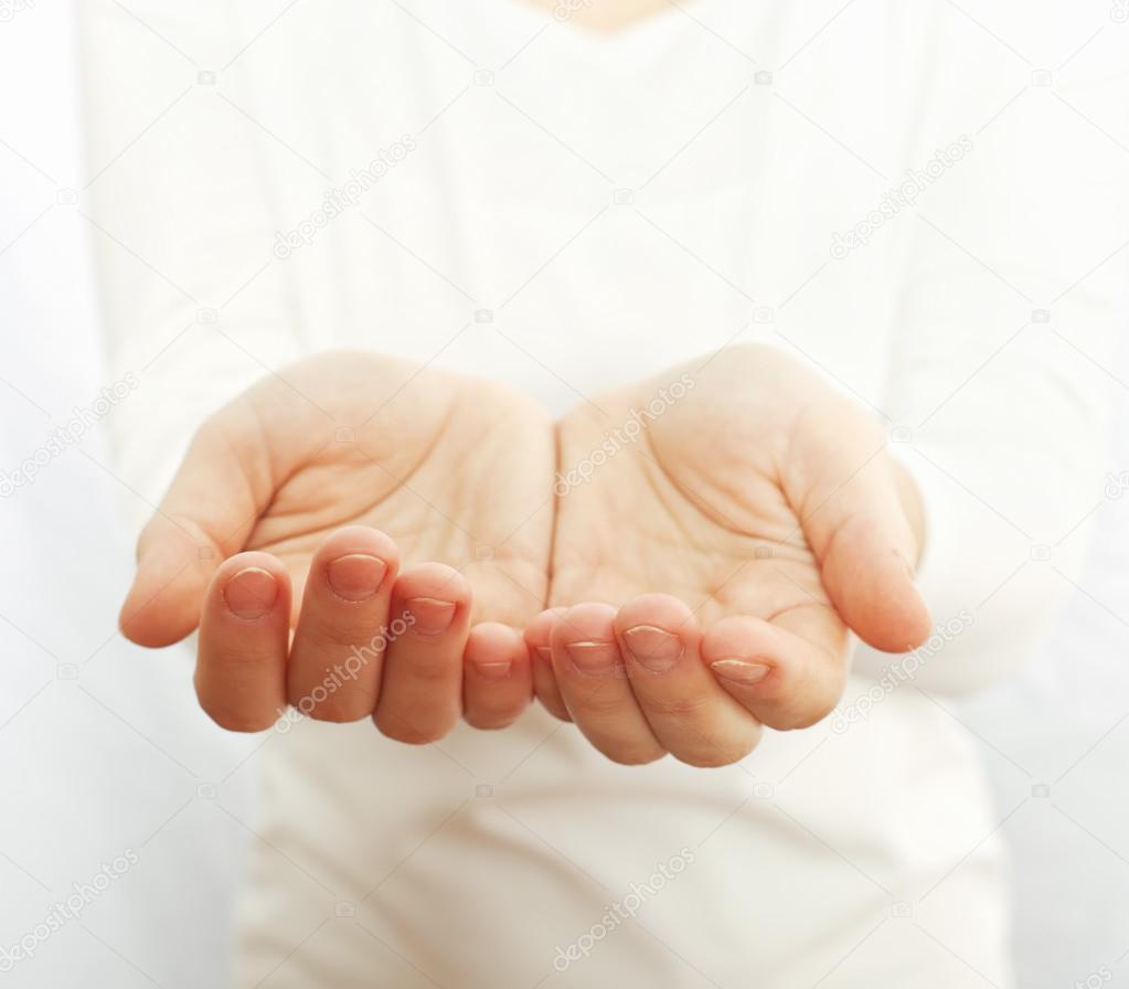 Woman holding open hands