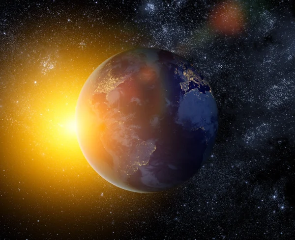 地球と明るい太陽 — ストック写真